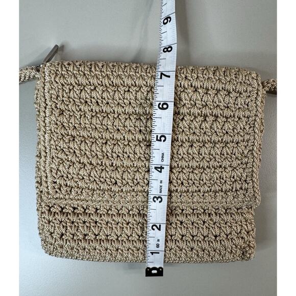 The Sak Mini Purse Crossbody Shoulder Bag Taupe Tan Crochet Boho Y2K Travel - Picture 8 of 12